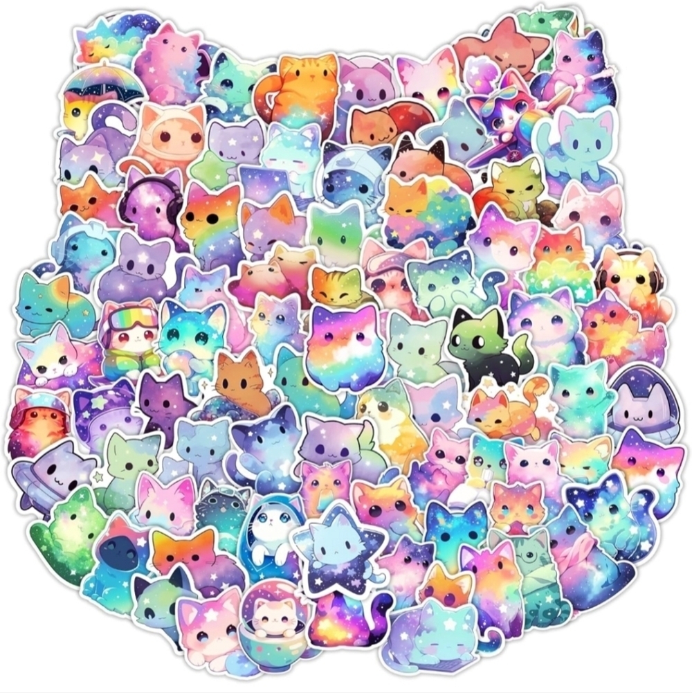 100 pc Colorful Cat Stickers Set
